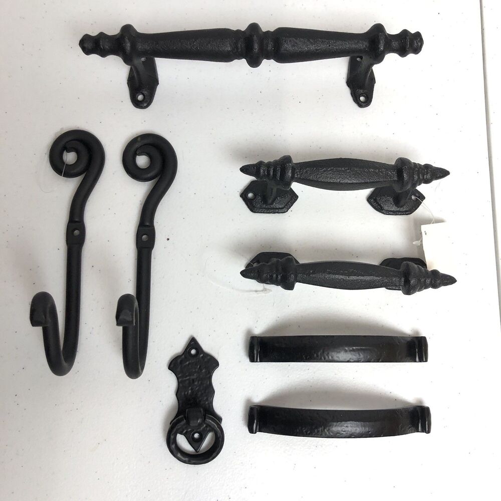 Hooks, Drawer Pulls, Ring Mixed Lot of 8 Handle Rustic Hobby Lobby Cast Iron New